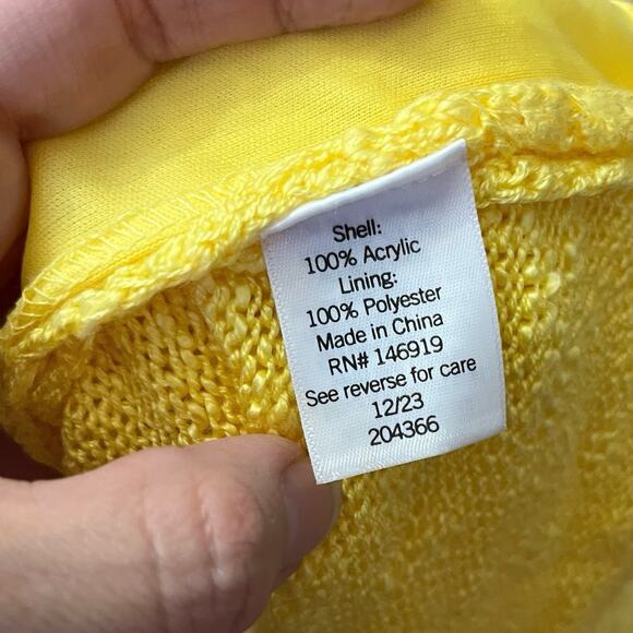 LC Lauren Conrad Pointelle Knit Tank Top Large Yellow Preppy Classic Casual - Picture 6 of 9